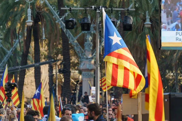 Barcelone Catalogne Espagne Octobre 2017 Les Gens Soutien Rassemblement Pour — Photo