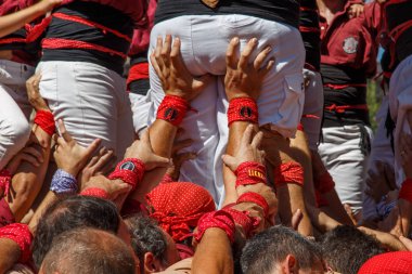 Barcelona, Katalonya, İspanya, 10 Ekim 2017: insanlar Catalunya Passeig Lluis şirketlerinin içinde bağımsızlığı için ralli destek hakkında.