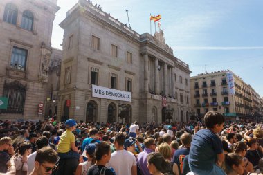 Barcelona, Catalonia - 24 September 2017: Castellers in Barcelona