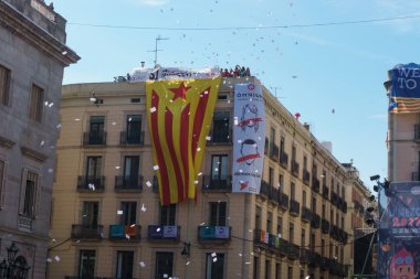 Barcelona, Catalonia - 24 September 2017: Castellers in Barcelona