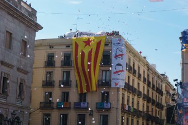 Barcelona, Catalonia - 24 September 2017: Castellers in Barcelona