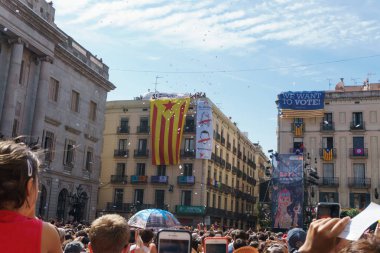 Barcelona, Catalonia - 24 September 2017: Castellers in Barcelona