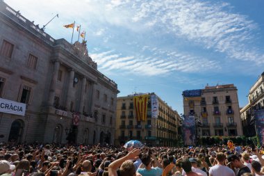 Barcelona, Catalonia - 24 September 2017: Castellers in Barcelona