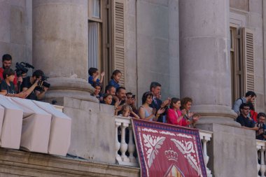 Barcelona, Catalonia - 24 September 2017: Castellers in Barcelona