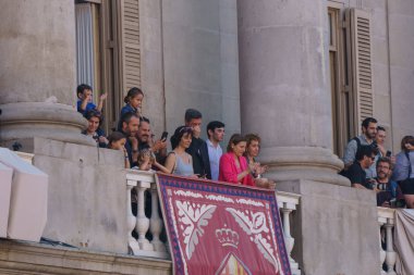 Barcelona, Catalonia - 24 September 2017: Castellers in Barcelona