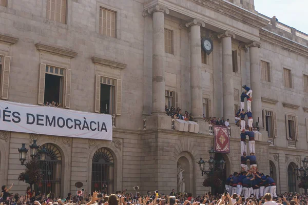 Барселона Каталонія Вересня 2017 Castellers Барселоні Святкування — стокове фото