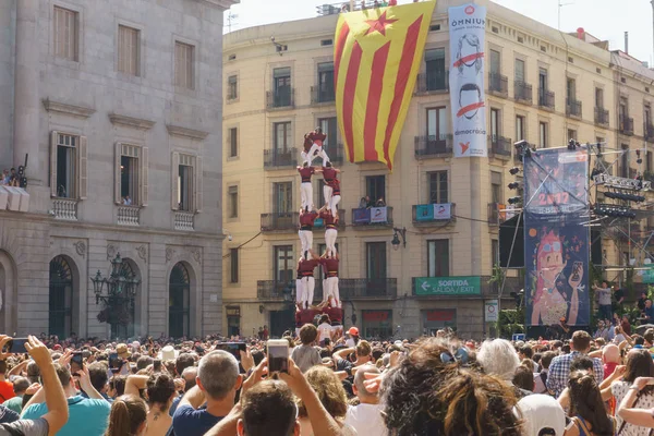 Барселона Каталонія Вересня 2017 Castellers Барселоні Святкування — стокове фото