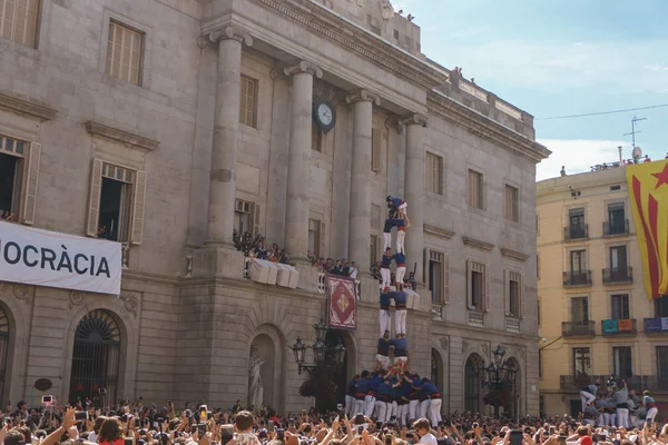 Barcelona Katalonien Spanien Oktober 2017 Människor Rally Stöd För Självständigheten — Stockfoto