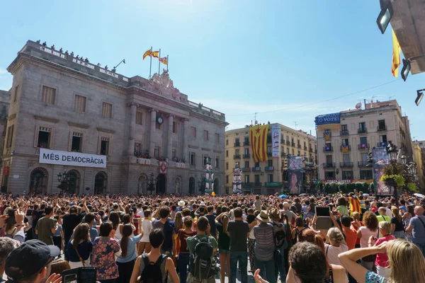 Barcelona Katalonien Spanien Oktober 2017 Människor Rally Stöd För Självständigheten — Stockfoto