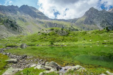 Peyzaj doğal dağ manzaralı Pyrenees yaz, aragon, İspanya