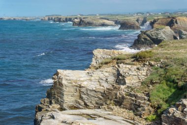 Ünlü İspanyol hedef, katedraller beach (playa de las catedrales) bulunan Galiçya, Atlantik Okyanusu üzerinde