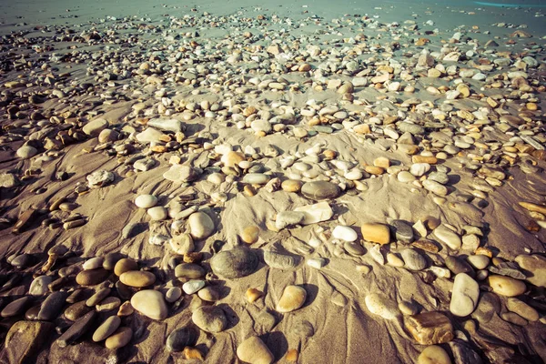 Plage Scène Papier Peint Pierres Sur Sable Avec Mer Concept — Photo