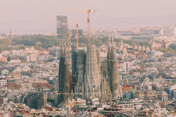 Pohled Katedrálu Sagrada Familia Barcelona Katalánsko Španělsko Shora Svatá Rodina — Stock fotografie