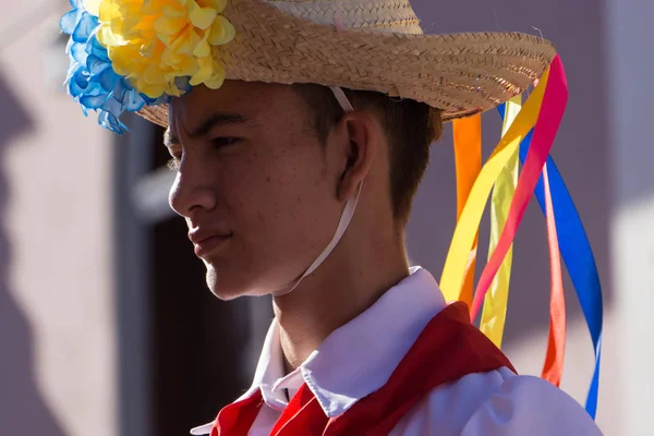 Granada Nikaragua Února 2017 Lidé Nosí Tradiční Kroje Barevné Masky — Stock fotografie