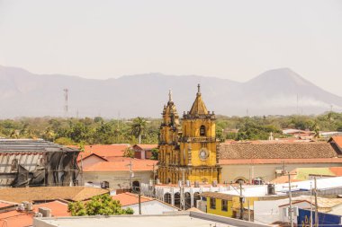 La Recoleccion kilise manzarayı. Leon, Nikaragua, Orta Amerika.