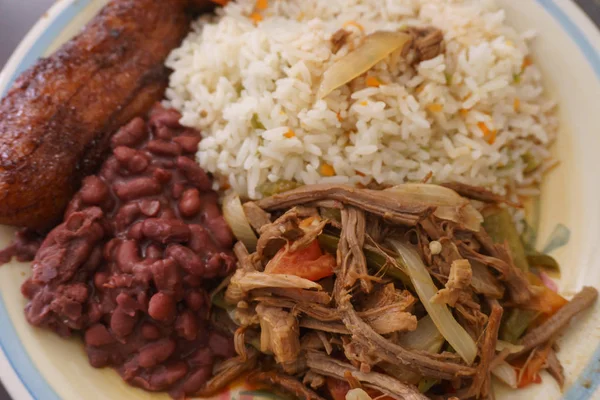 Placa Costa Rica Carne Con Arroz Frijoles — Foto de Stock