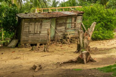 Mısır Island, Nicaragua, 5 Mayıs 2017: eski ahşap kulübe