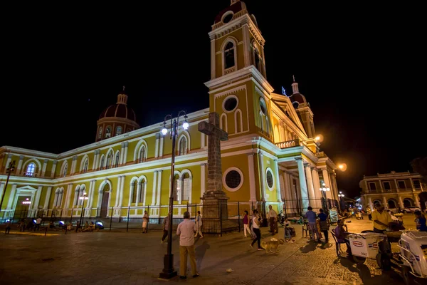Granada Nicaragua Januari 2018 Night Weergave Kerk Stad Granada Straten — Stockfoto