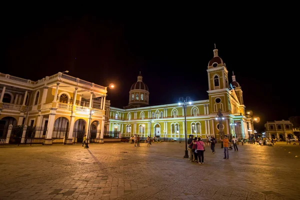 Granada Nicaragua Gennaio 2018 Chiesa Con Vista Notturna Nella Città — Foto Stock