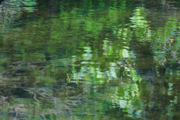 green reflection on water as natural background
