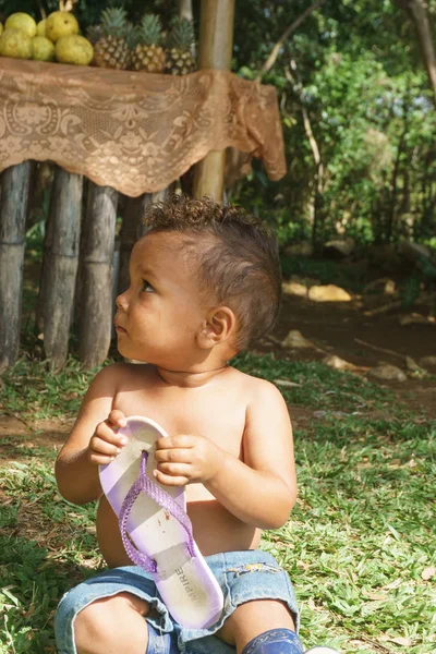 Лас Террасас Куба Декабря 2016 Года Ребенок Сельском Доме Лас — стоковое фото