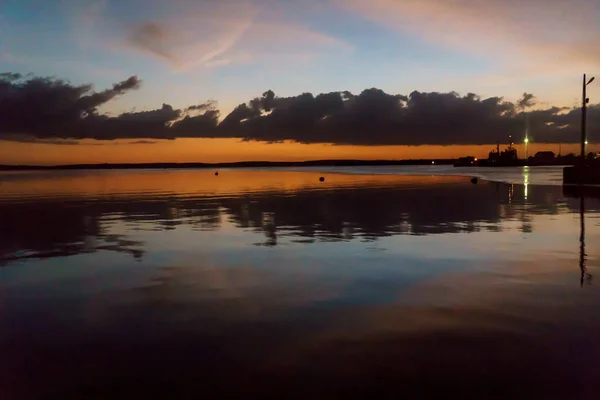 Vista Nocturna Del Puerto Cienfuegos Cuba — Foto de Stock