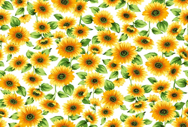 Beyaz bir arka planda kesintisiz ayçiçeği desen