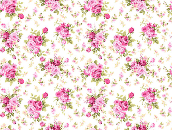 Роза цветочный узор с винтажным мягким розовым цветом и белым фоном
