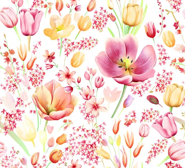 Baskı için Suluboya ile çiçek deseni