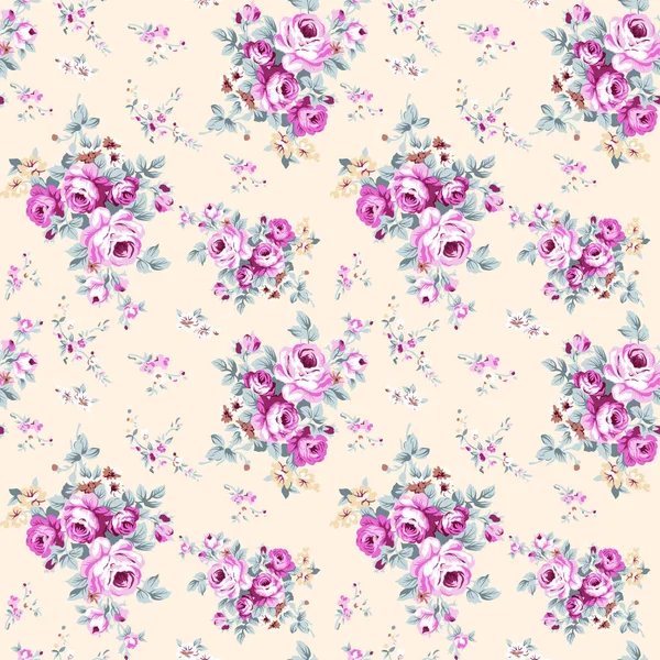 Buket gölge Vintage yumuşak pembe renk ve krem arka plan ile çiçek deseni gül