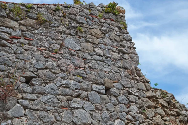 Detalhe Parede Uma Casa Pedra Demolida Norte Espanha Cantábria — Fotografia de Stock