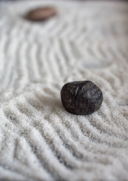 Vue Dessus Mini Jardin Zen Avec Sable Blanc Deux Pierres — Photo