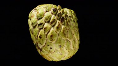 Stüdyo Işıklandırma, Yüksek Ayrıntılı Yüzey ve Dokulu Cilt Sağlıklı Egzotik Meyve Konsepti ile Kara Arkaplan 'da Tam Şekerli Elma Dönüşümü