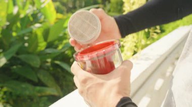 Güneş Işığındaki Toz Parçacıkları Etrafı Tropikal Yeşilliklerle çevriliyken Beyaz Tırabzanlara Karşı Boşaltma Filtresi