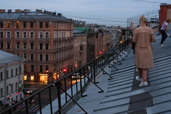 Recorrido Por Azotea Atardecer San Petersburgo Rusia —  Fotos de Stock