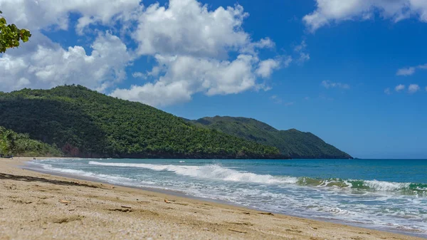 在加勒比海的蓬塔卡纳 大西洋 赤道以北的热带海滩 有山脉和树木 — 图库照片