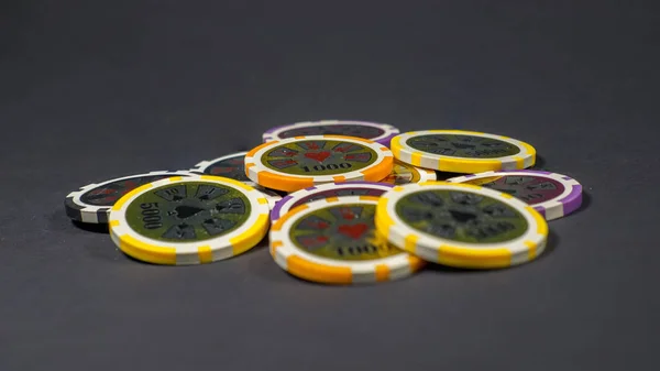 Poker Fichas Casino Para Juegos Suerte — Foto de Stock