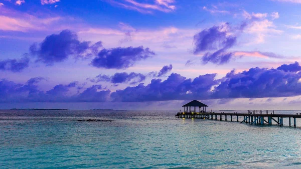 Схід Сонця Пляжі Мальдіви Острові Adaaran Виберіть Meedhupparu Індійському Океані Стокове Фото