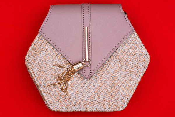 Women's bag close-up. Accessory for girls and women. A purse for shopping and money