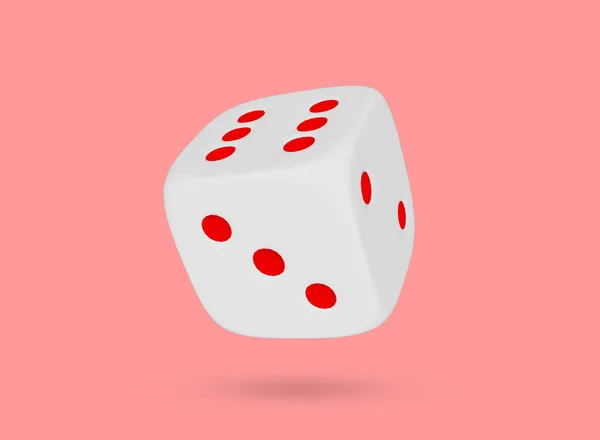 White cube for the game. Dice close-up on a colored background. Minimal style. Casino gambling, sports betting, and lotteries. The concept of entertainment. 3D-rendering — Stock Photo, Image