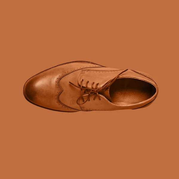 Мужская Обувь Коричневом Фоне Мужская Мода Минимальный Стиль — стоковое фото