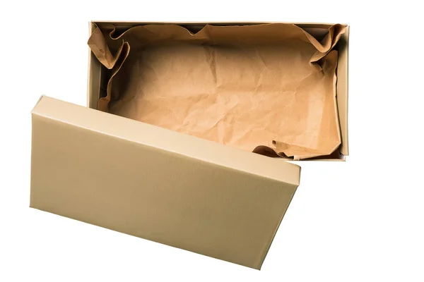 Puste Pudełko Otwartą Pokrywą Odizolowane Białym Tle Opakowanie Tekturowe Rzeczy — Zdjęcie stockowe