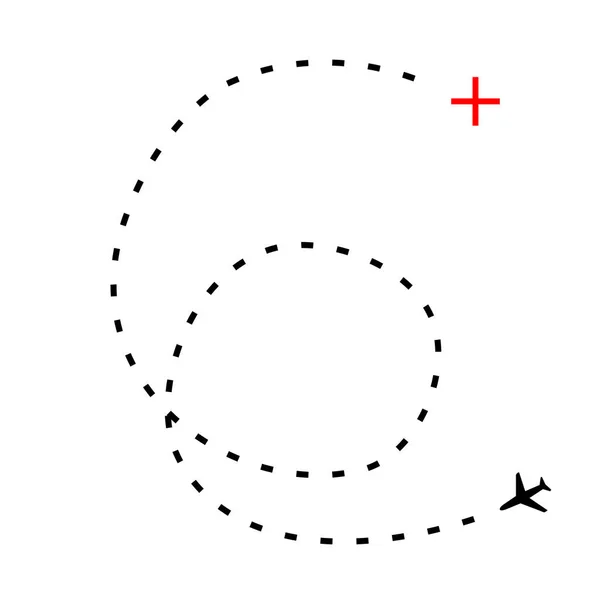 Icono de vector de trayectoria de línea de avión de aire — Vector de stock