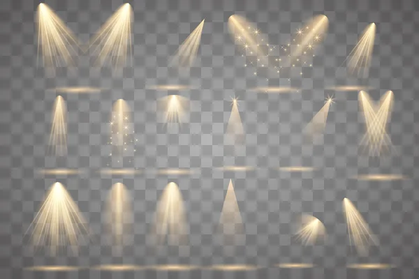 Éclairage lumineux avec projecteurs. — Image vectorielle