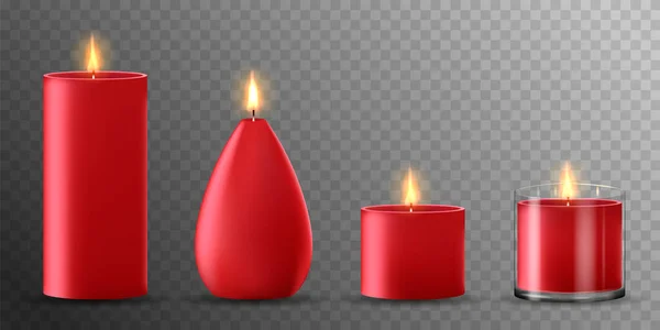 Cera roja velas románticas — Vector de stock