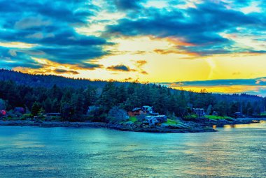 Boğazı of Georgia manzara Victoria ve Vancouver, British Columbia Kanada arasında