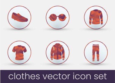 Bordeaux, herhangi bir amaç için büyük tasarım kıyafetler Icon set. Moda Icons set. Vektör çizim Instagram Pazar veya diğer internet sitesi için. Alışveriş simgeler. İş Icons set.