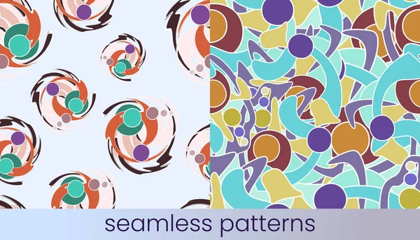 Abstract colour seamless pattern set — Stock Vector