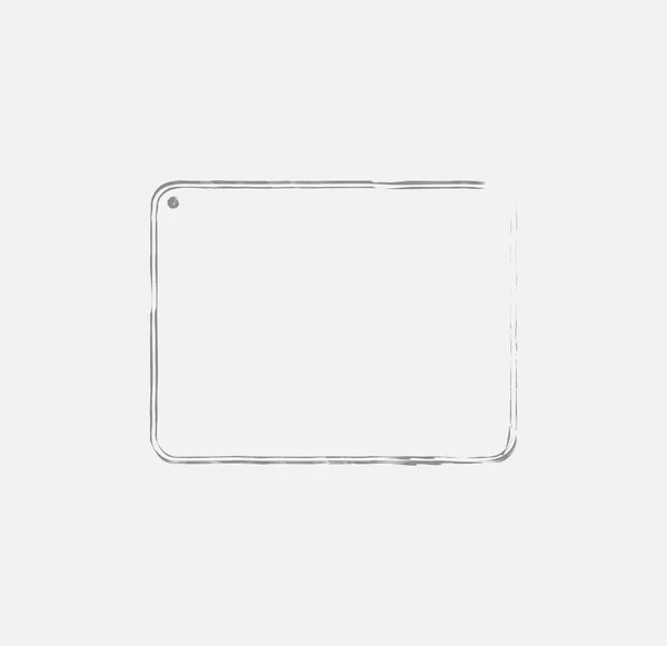 Grunge Tablet Outline, Ätzstil Tablet Shape Outline mit Outline Pinselstrichen. — Stockvektor