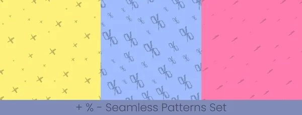Symbols seamless patterns set. Alphabet symbols colorful vector illustration. EPS8 — Stock Vector